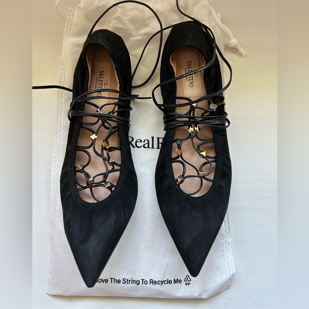 Valentino Rockstud gladiator wrap flats